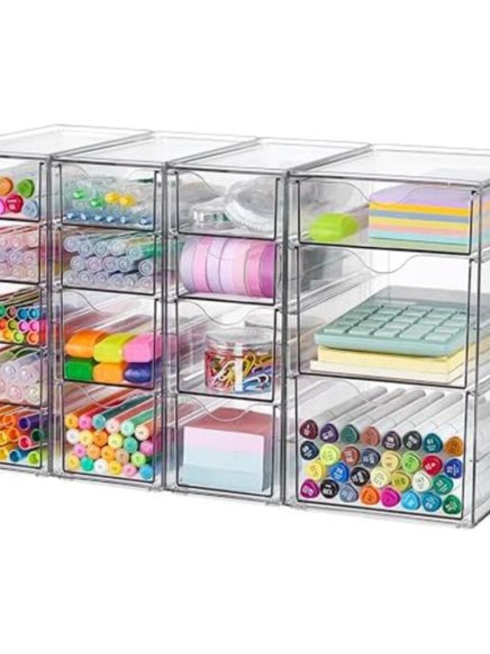 Clear Drawer Organizer 16 Drawer Desk Storage Makeup Organizer Plastic